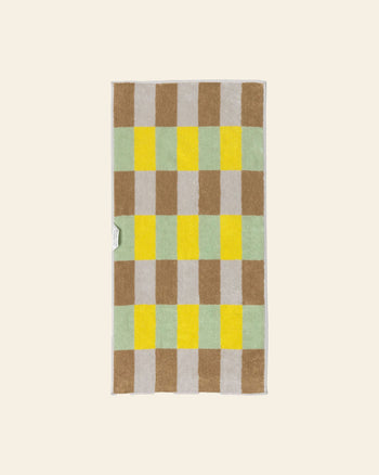 WARMGREY TAIL Check Face Towel Sand Yellow