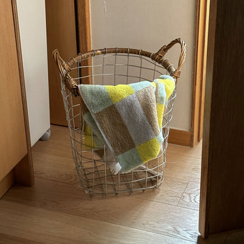 WARMGREY TAIL Check Face Towel Sand Yellow