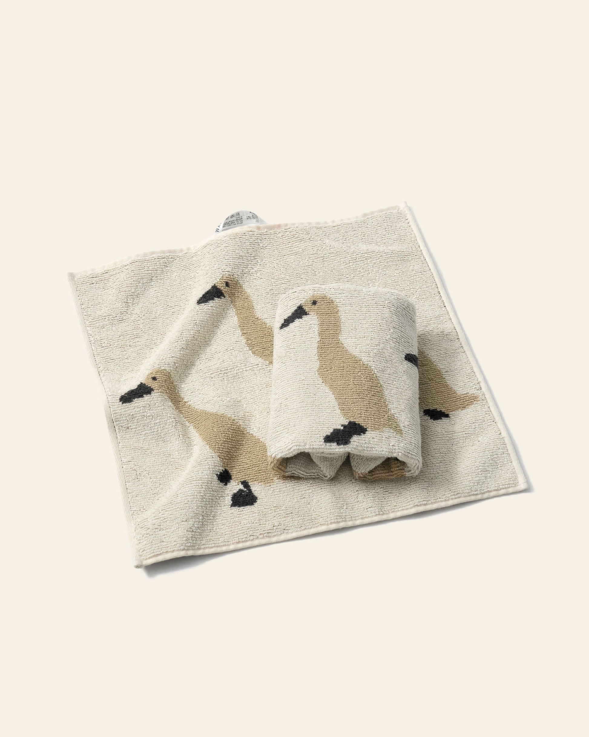 WARMGREY TAIL Indian Runner Ducks Hand Towel Cream