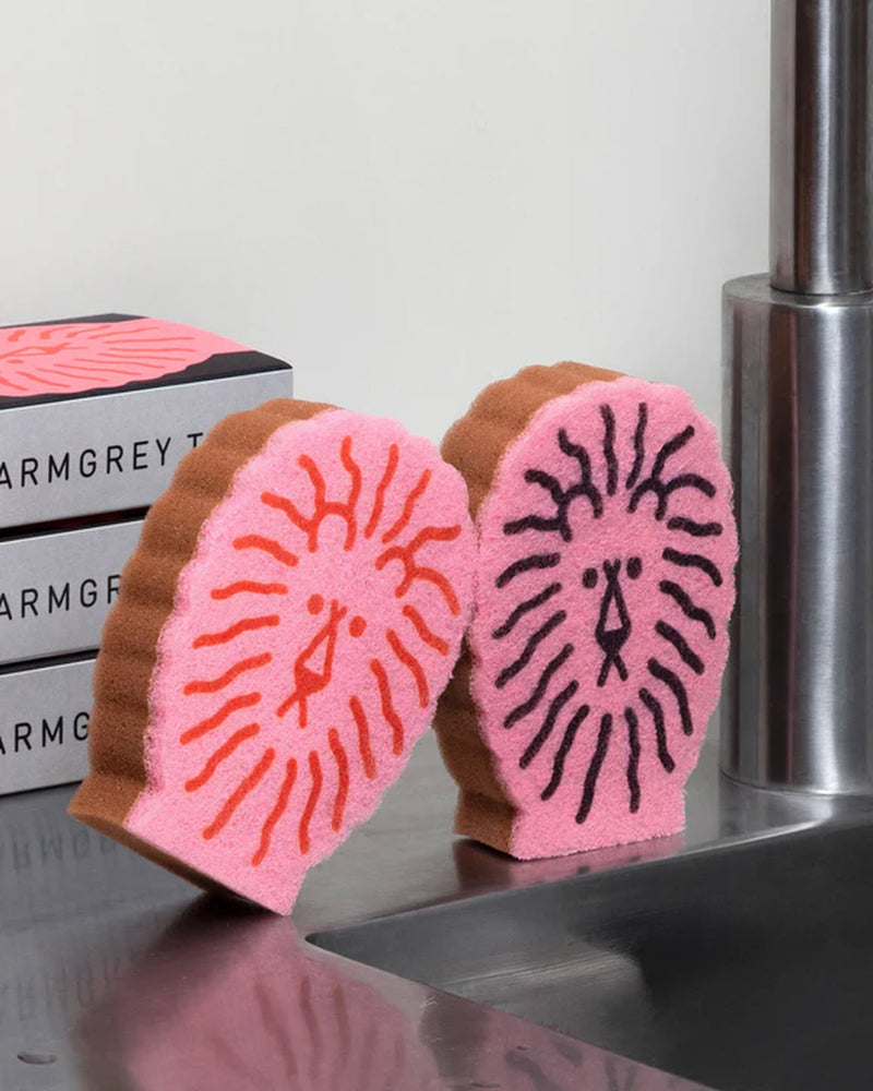 WARMGREY TAIL Lion Dish Sponge - Red