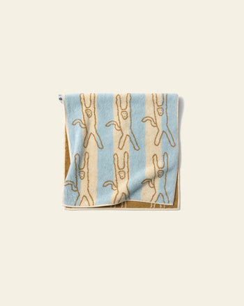 WARMGREY TAIL Monkey Face Towel Blue Stripe