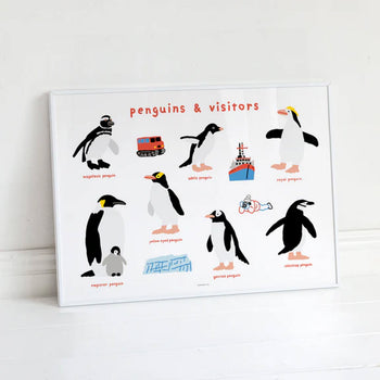 WARMGREY TAIL Penguins & Visitors Poster (30x40)