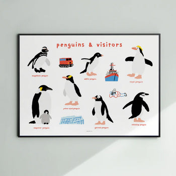 WARMGREY TAIL Penguins & Visitors Poster (30x40)
