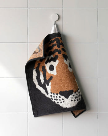 WARMGREY TAIL Tiger Hand Towel Black