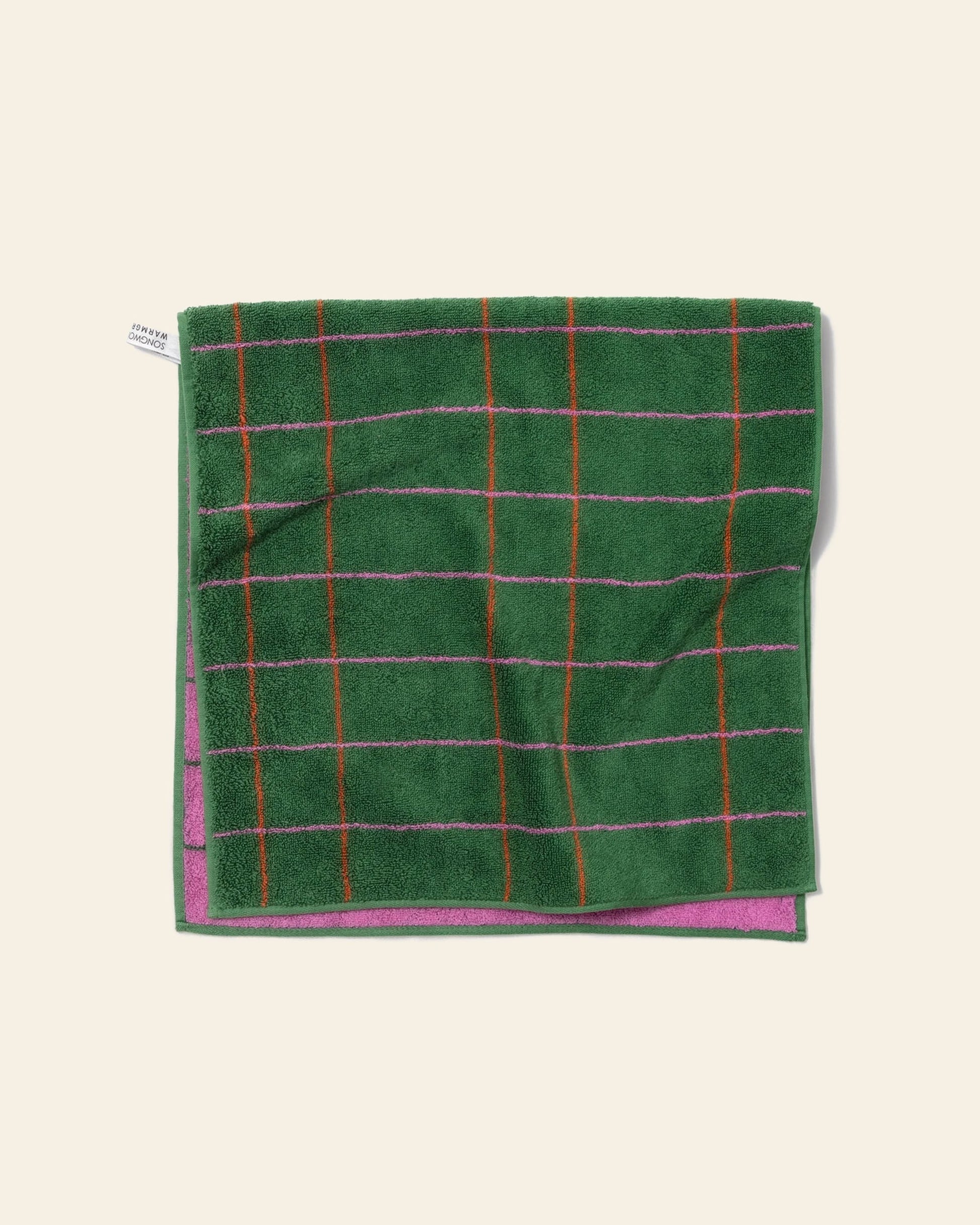 WARMGREY TAIL Tile Face Towel Deep Green