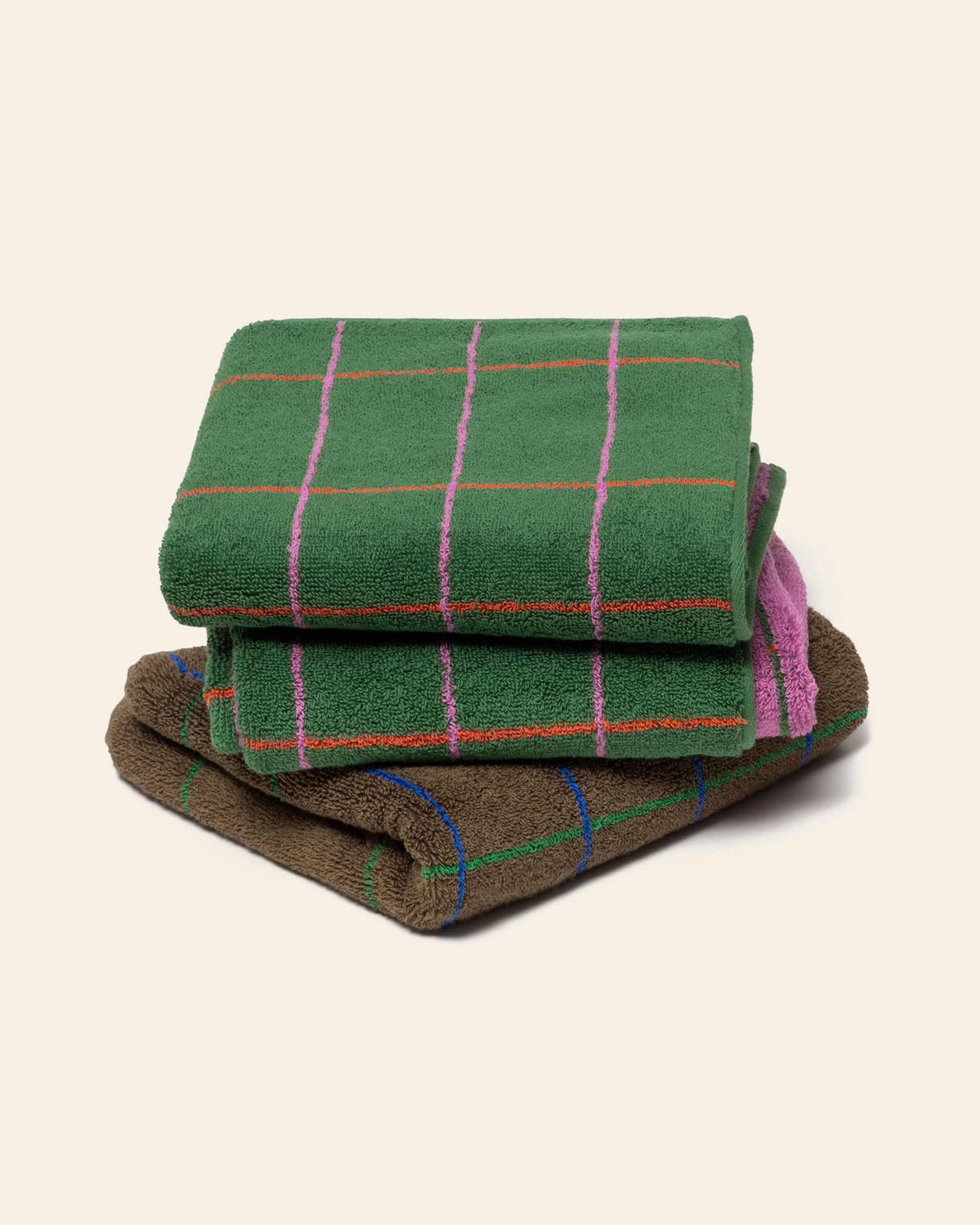 WARMGREY TAIL Tile Face Towel Deep Green