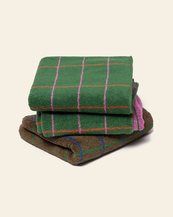 WARMGREY TAIL Tile Face Towel Deep Green