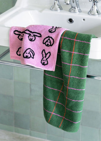 WARMGREY TAIL Tile Face Towel Deep Green