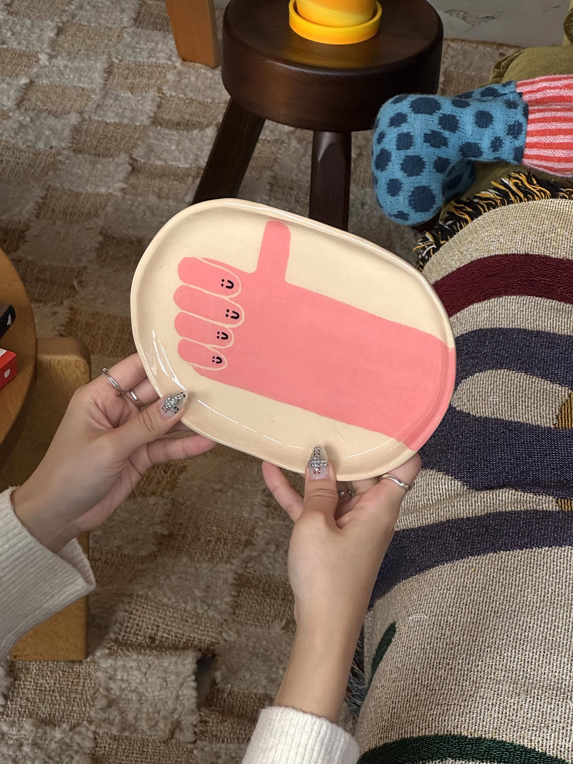 Wobbly Studio Happy Things Plate Happy Thumb Up