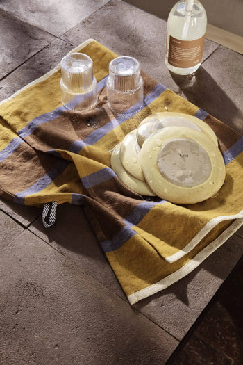 Ferm Living Hale Tea Towel Lime Bright Blue Choco