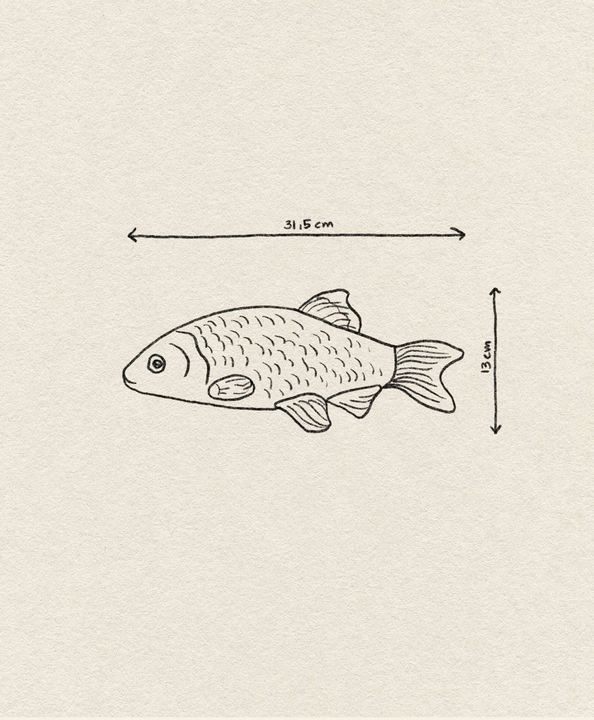A minimalist line drawing showcases the &klevering Snapper Fish Plate by &klevering, measuring 31.5 cm long and 13 cm high—an ideal, unique centerpiece for your dining table.