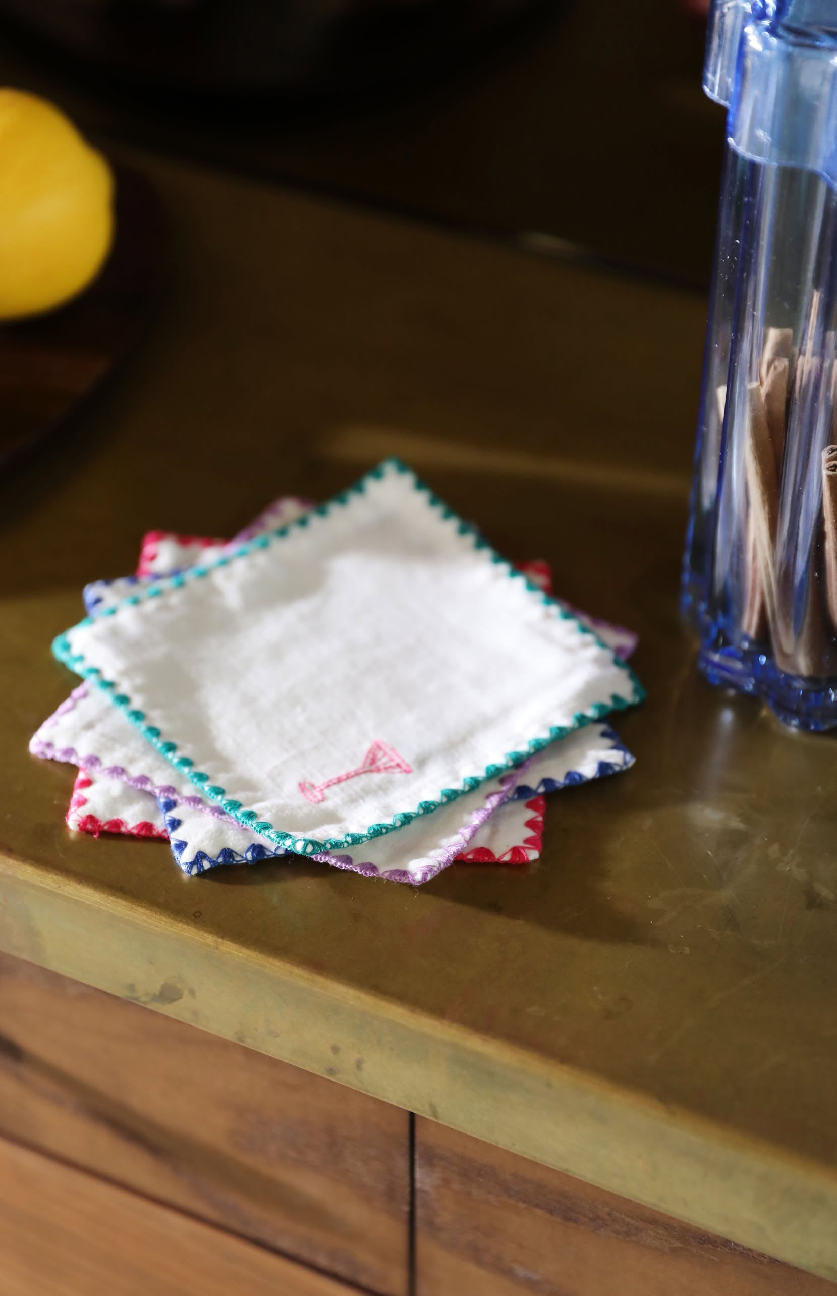 &klevering Zigzag Cocktail Napkin, Set of 4