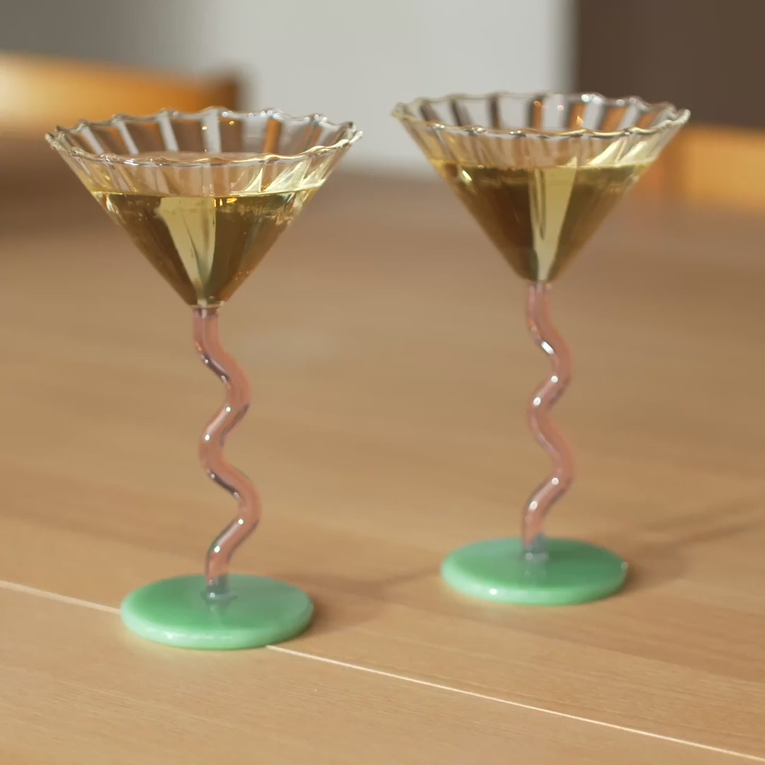 klevering Curved Coupe Glass Set of 2 Multicolour 1